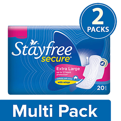 STAYFREE Sanitary Pads - Secure XL Cottony Soft With Wings