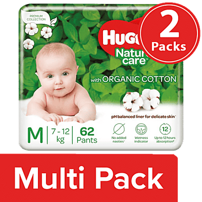 Huggies Nature Care Baby Diaper Pants - With 100% Organic Cotton, For Delicate Skin, Medium