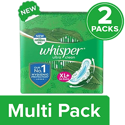 Whisper Ultra Clean Sanitary Pads For Women, XL+