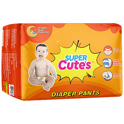 Super Cute's Diaper Pants For Babies - Soft, Absorbent, Wetness Indicator, M
