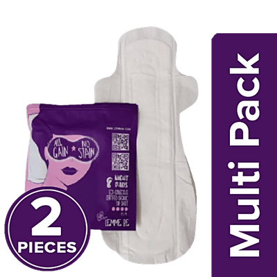 Lemme Be Heavy Flow Night Pads - 100% Cotton, Certified Biodegradable