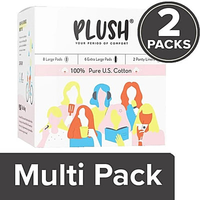 Plush 100% Pure US Cotton Ultra-Thin Rash Free Natural Sanitary Pads