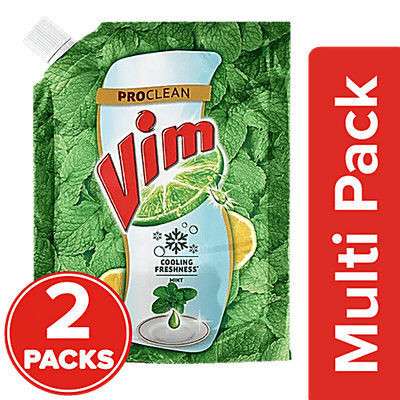 Vim ProClean Dishwash Liquid Gel With Mint, Cooling Freshness, Removes Tough Grease & Odours