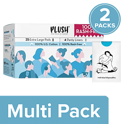 Plush Sanitary Pad With Disposable Pouches & Panty Liners, 100% Pure Cotton