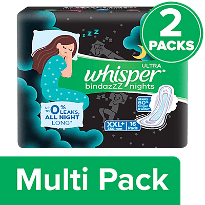 Whisper Ultra Bindazzz Nights Sanitary Pads - XXL+