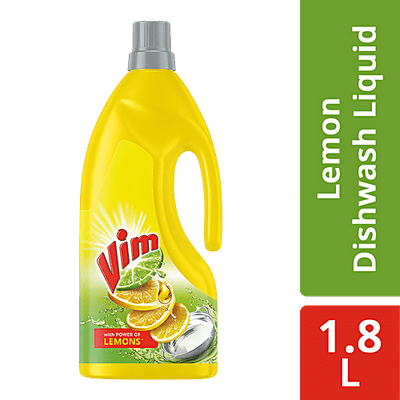 Vim Fresh Lemon Fragrance Dishwash Liquid Gel - Leaves No Residue, Grease Cleaner For All Utensils, Liquid Kitchen Soap