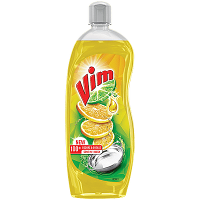 Vim Dishwash Liquid Gel With Lemon Fragrance - Leaves No Residue, Grease Cleaner For All Utensils
