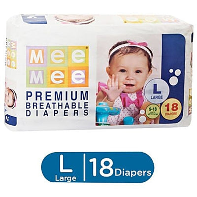 Mee Mee Premium Breathable Diapers - Large, 9-18 kg, Leak-Proof Technology, Wetness Indicator