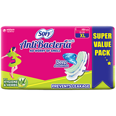 Sofy Anti-Bacteria Sanitary Pad - Extra-Long, Prevents Leakage, Slim