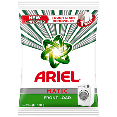 Ariel Matic Detergent Powder Front Load - Stain Removal In Washing Machine, 500 g