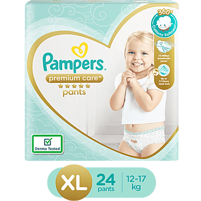 Pampers Premium Care Diaper Pants - Extra Large, 12-17 kg, Lotion with Aloe Vera