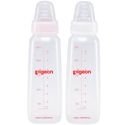 Pigeon Baby Peristaltic Nursing Feeding Bottle Twin Pack - Pink & White