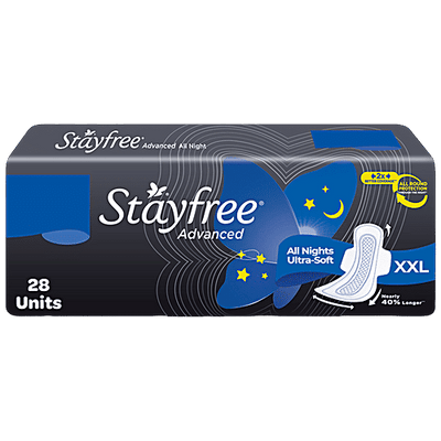 STAYFREE Advanced All Nights Ultra Soft Sanitary Pads - XXL