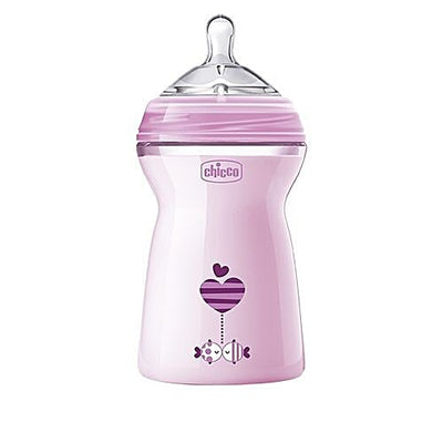 Chicco Baby Feeding Bottle With Twin Anti Colic System - Pink, 6m+