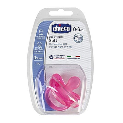 Chicco Baby Soft Silicone Soother - Pink, 0-6m