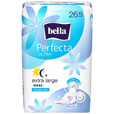 Bella Perfecta Ultra Sanitary Napkins - XL, Maxi Blue, For Sensitive Skin, Latex Free, No Perfume