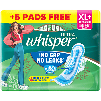 Whisper Ultra Clean Sanitary Pads, XL+