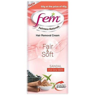 Fem Fairness Naturals Hair Removal Cream Fair & Soft - Sandal, Dry Skin