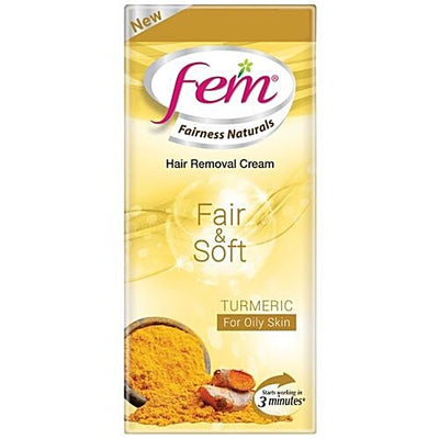 Fem Fairness Naturals Hair Removal Cream Fair & Soft - Turmeric, Oily Skin