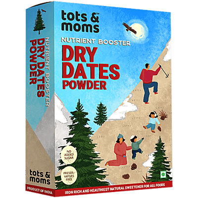 Tots and Moms Foods Dry Dates Powder - Iron Rich Natural Sweetener, Organic, Preservatives Free,