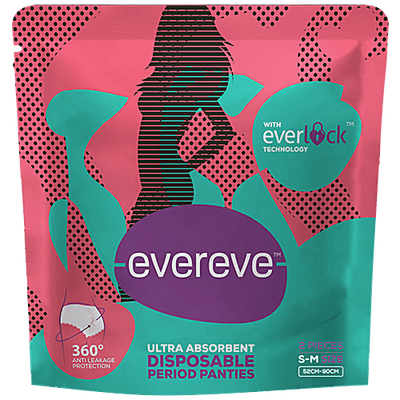 Evereve Evereve Ultra Absorbent Disposable Period Panties - S - M, , 360 Degree Anti-Leakage Protection, with Everlock Technology, 2 pcs