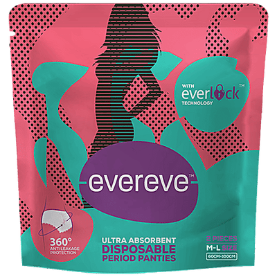 Evereve Evereve Ultra Absorbent Disposable Period Panties - M - L, , 360 Degree Anti-Leakage Protection, with Everlock Technology, 2 pcs