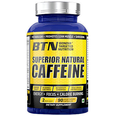 BTN Sports Superior Natural Caffeine Capsules - Vegetarian, Calorie Burner