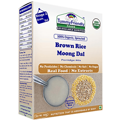 TummyFriendly Foods 100% Organic Sprouted Brown Rice, Moong Dal Porridge Mix