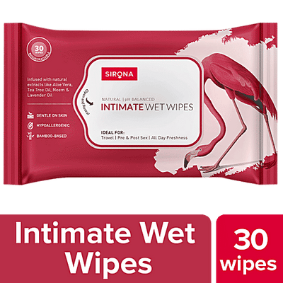 SIRONA Intimate Wipes - pH Balanced, Bamboo Based With Natural Extracts