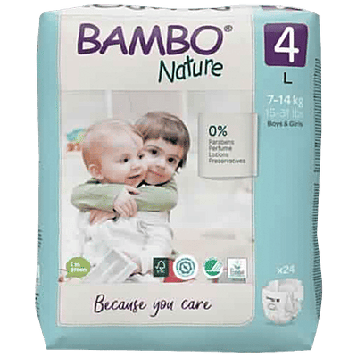 Bambo Nature Diapers - With Wetness Indicator, Size 4, L, Breathable, Eco Friendly,