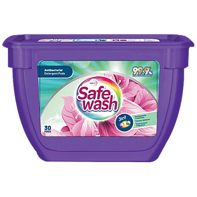 Safewash Anti Bacterial Liquid Detergent Pods - For Front & Top Load Washing Machines