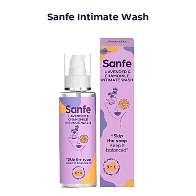 Sanfe Natural Intimate Wash 3 In 1 - Lavender & Chamomile, Prevents Odour