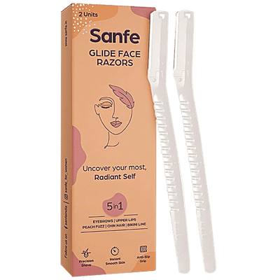 Sanfe Glide Face 5 In 1 Razor - For Eyebrows, Upper Lips, Chin, Bikini Line, Peach Fuzz