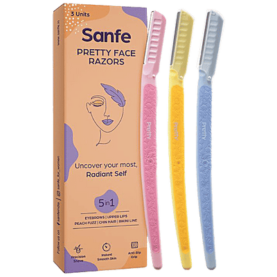 Sanfe Pretty Face 5 In 1 Razor - For Eyebrows, Upper Lips, Chin, Bikini Line, Peach Fuzz