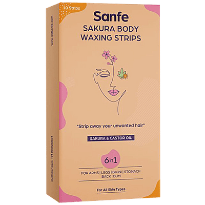 Sanfe Sakura Body Waxing 6 In 1 Strips - For Arms, Legs, Bikini, Stomach