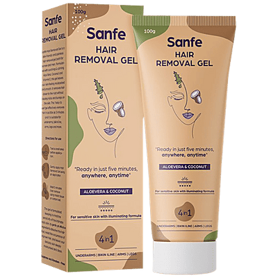 Sanfe 4 In 1 Hair Removal Gel - Non-Irritating, Painless Application, For Sensitive Skin