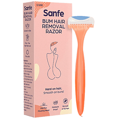 Sanfe Bum Hair Removal Razor - Mid Flex Pivoting Head, Moisture Proof, No Cuts Or Bumps