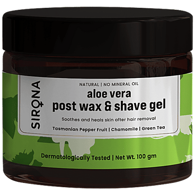 SIRONA Natural Mineral Oil Free Post Shave Gel After Shaving Lotion for Men & Women - 100 gm | Soothes & Heals Skin After Hair Removal with Aloe Vera, Green Tea, Tasmanian Pepper Fruit & Chamomile