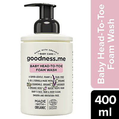 Goodnessme Organic Baby Head-to-Toe Foam Wash - Acts As Body Wash & Shampoo, Tear-Free, Derma Tested
