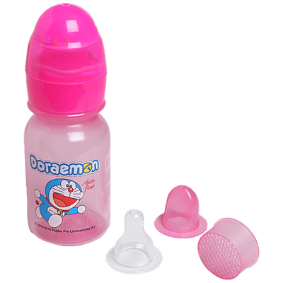 Auto flow Doraemon Mega Star Feeding Bottle With Silicone Nipple & Musical Cover - BPA Free
