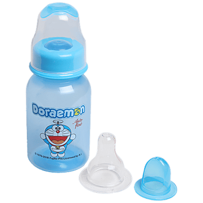 Auto flow Doraemon Super Star Feeding Bottle With Silicone Nipple - Bpa Free, Durable, 125 ml