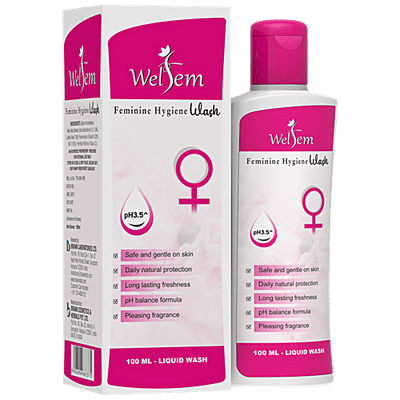 Welfem Feminine Intimate Hygiene Wash - Lactic Acid, Aloe Vera & pH Balanced, Prevents Dryness, Odour, Itch & Irritation, For Women