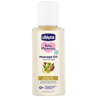 Chicco Baby Moments Massage Oil - For Moisturised Skin & Nourished Scalp, 0+ Months