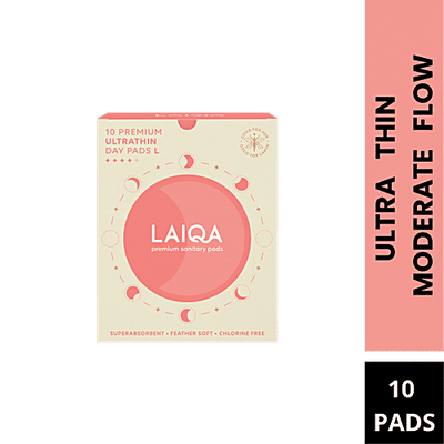Laiqa Ultra Soft Moderate Flow Day Sanitary Pad & Pantyliner - For Women, Made With Natural Fibres