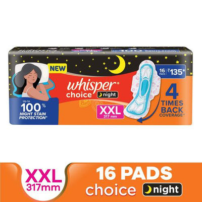 Whisper Choice Night Sanitary Pads - XXL