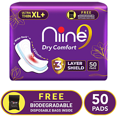Niine Dry Comfort Ultra Thin Sanitary Pad - Helps Prevent Rashes, Provides Long-Lasting Protection, XL Plus