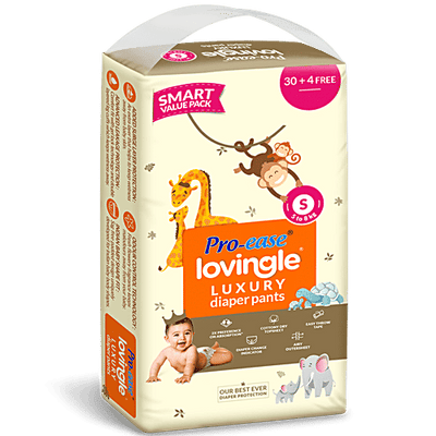 Pro-Ease Lovingle Premium Luxury Diaper Pants - Cottony Dry Top Sheet, Small