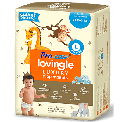 Pro-Ease Lovingle Premium Luxury Diaper Pants - Cottony Dry Top Sheet, Large