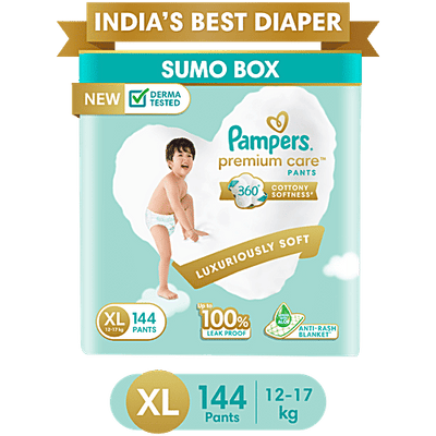 Pampers Premium Care Pants - XL Extra Large Size Baby Diapers, Softest Ever Pampers Pants, 12-17 Kg
