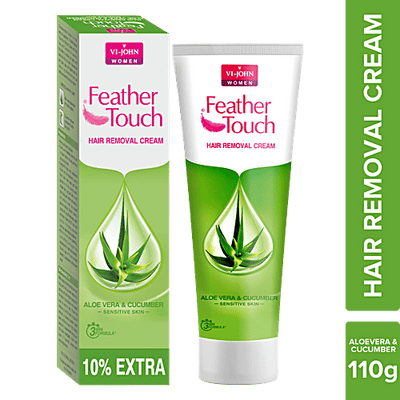 VI-JOHN Feather Touch Hair Removal Cream - Cucumber & Aloevera, For Sensitive Skin